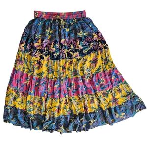 Sacred Threads Tiered Floral Multicolor Women's Full Maxi Skirt. Sz. L/XL